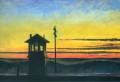 puesta de sol del ferrocarril Edward Hopper